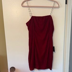 Red holiday mini dress